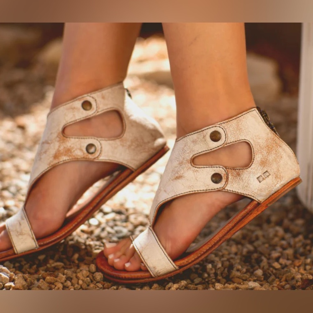 Bedstu Bed Stu Soto G Leather Sandals Flat Zipper Open Toe size 7